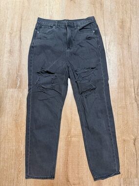 American Eagle Outfitters Black Distressed Ankle Jeans